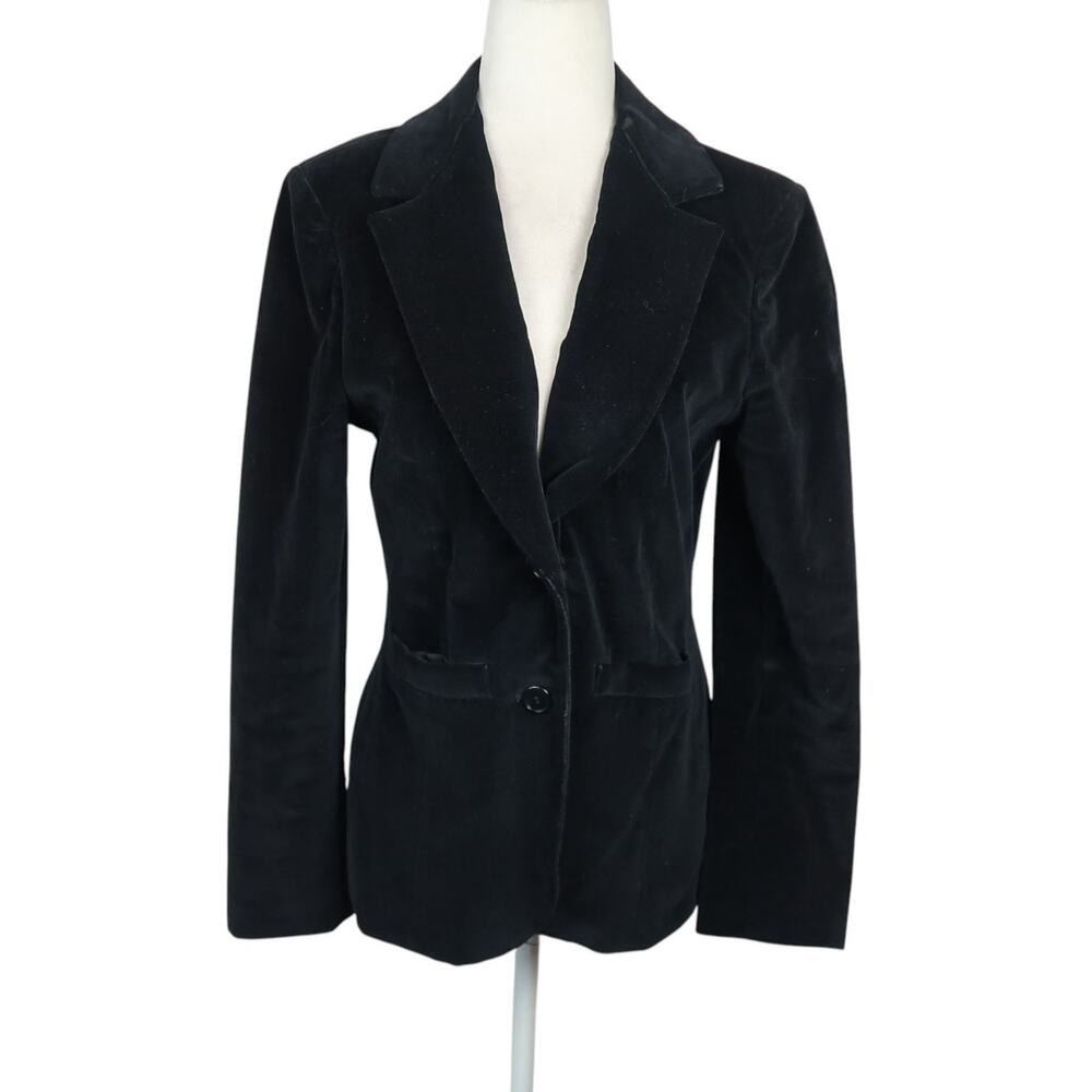 Vintage 80s Focus Black Velvet Blazer Jacket M